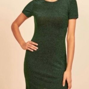 Reformation Sparkle Green Mini Dress